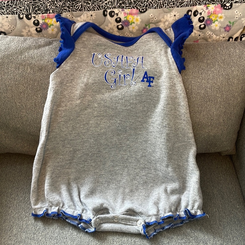 USAFA Shorts Romper Baby Girl sz 0-3 Months Air Force Academy Buttons